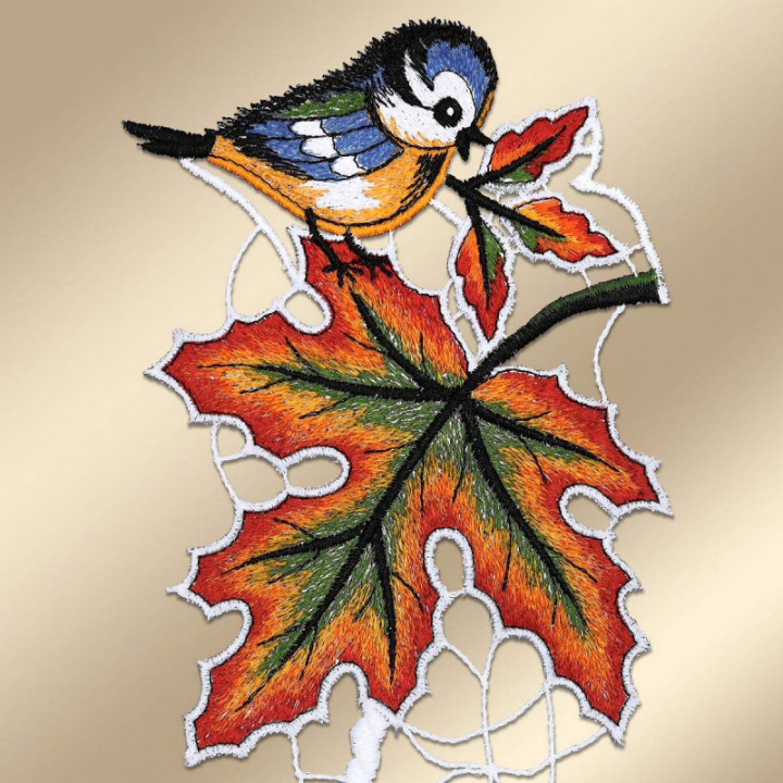 Herbst-Girlande Bunte Erntezeit Fensterbild Echte Plauener Spitze