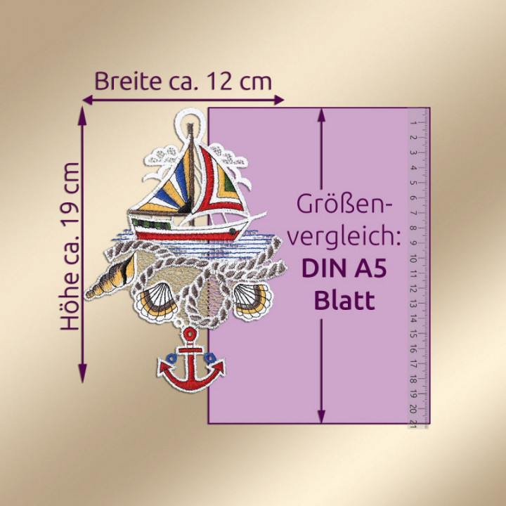 Fensterbilder Meeresbrise Vogtländische Spitze Segelboot & Leuchttum