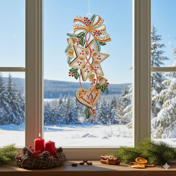 Winter-Fensterbild Lebkuchen Plauener Spitze