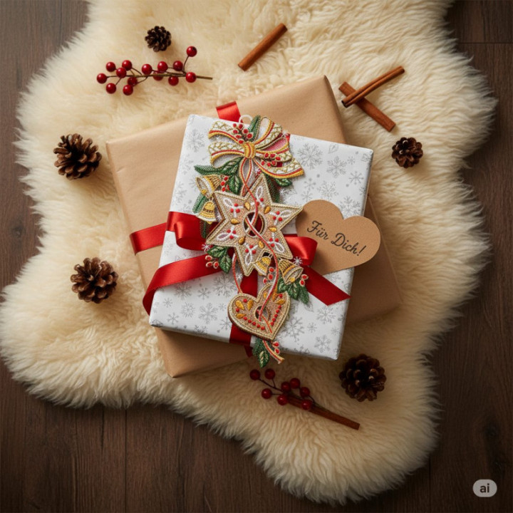 Winter-Fensterbild Lebkuchen Plauener Spitze