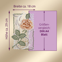 Fensterbild Rose karamell Vogtländische Spitze |Blumenstickerei 29x18 cm