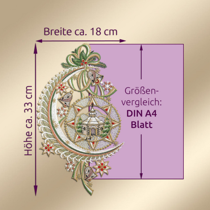 Fensterbild Mondkapelle Plauener Spitze beige