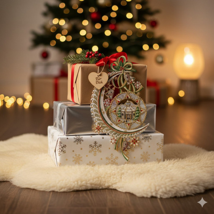 Fensterbild Mondkapelle Plauener Spitze beige