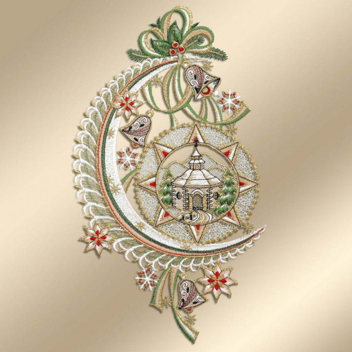 Fensterbild Mondkapelle Plauener Spitze beige