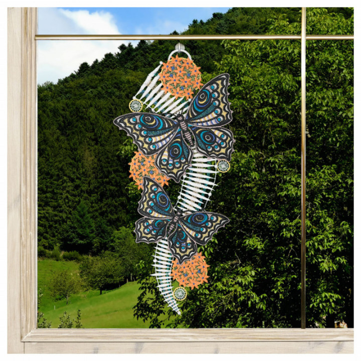Fensterbild Schmetterlinge - Vogtländische Spitze - Design Drechsler