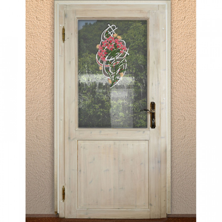 Fensterbild Allium rosa - Vogtländische Spitze - Landhaus-Deko