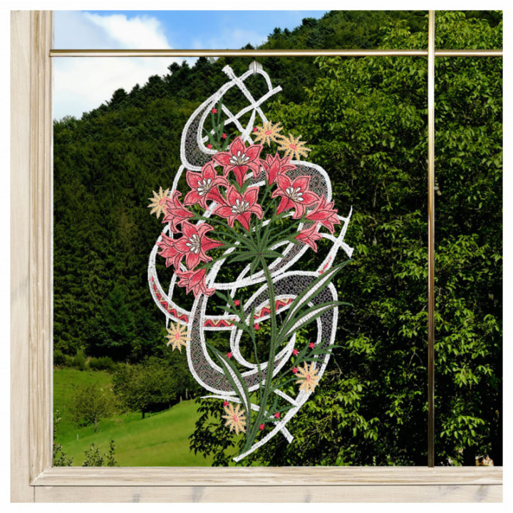 Fensterbild Allium rosa - Vogtländische Spitze - Landhaus-Deko