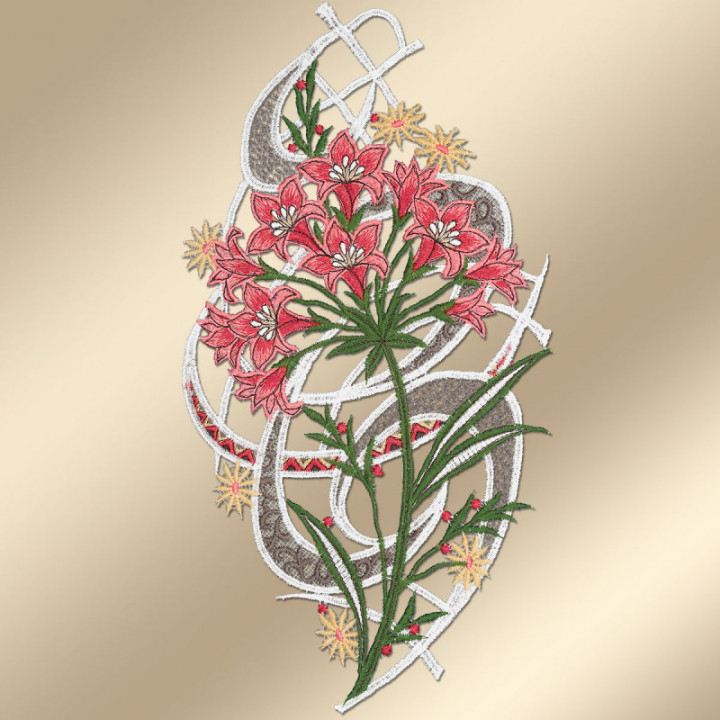 Fensterbild Allium rosa - Vogtländische Spitze - Landhaus-Deko