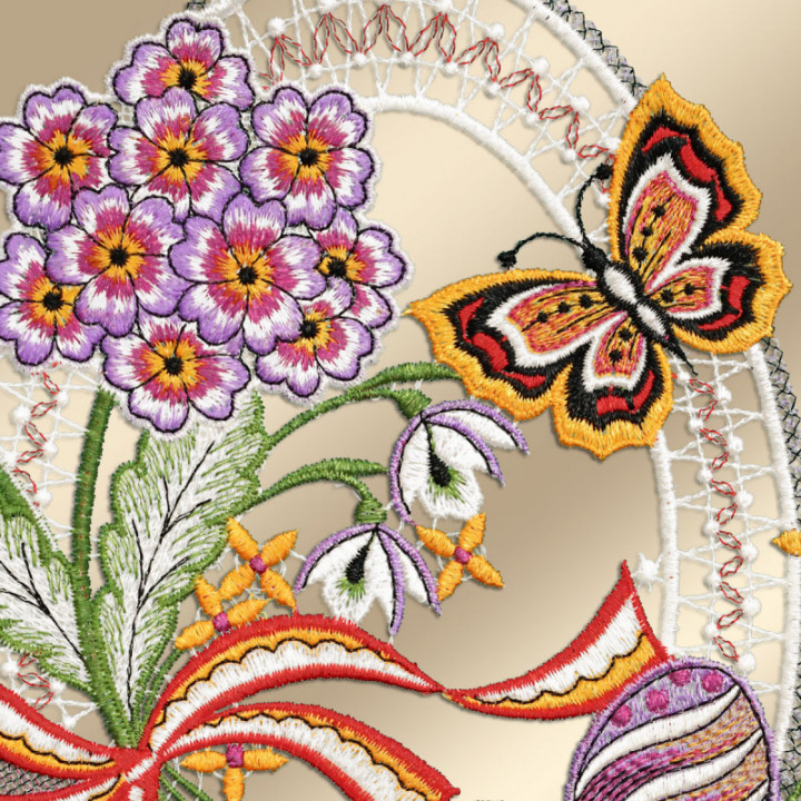 Fensterbild Ostertraum - vogtländische Spitze lila - 40x18 cm