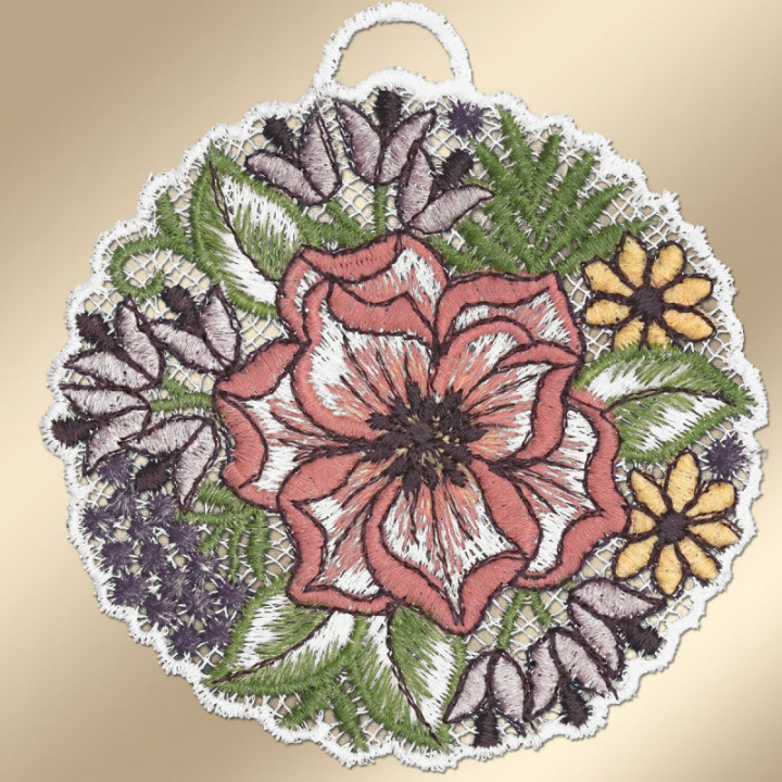 Blütenbälle Fensterbilder Set Pastell - Plauener Spitze - DSD