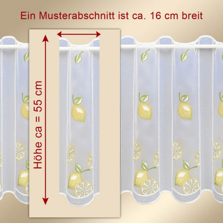 Scheibengardine Zitronen - Vogtländische Spitze - Design-Drechsler