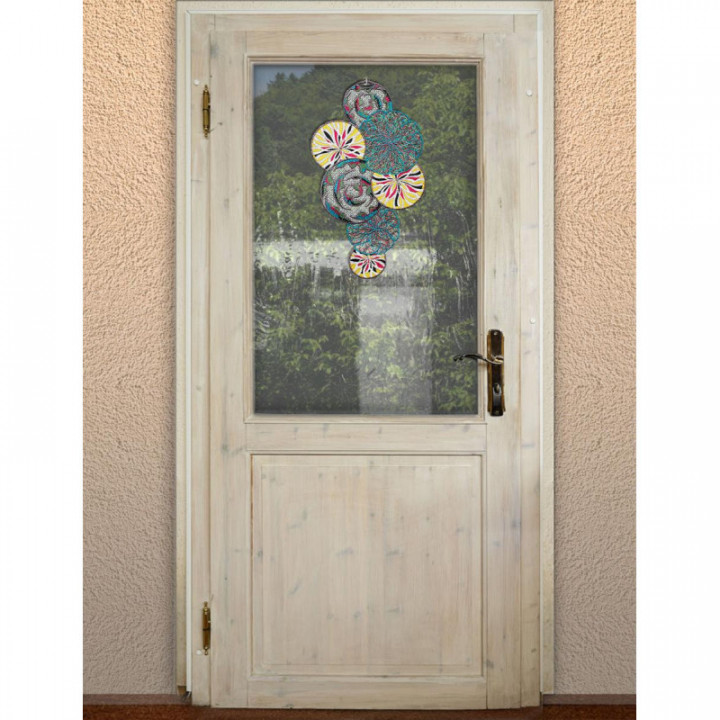 Fensterbild Miran Plauener Spitze Kreise bunt