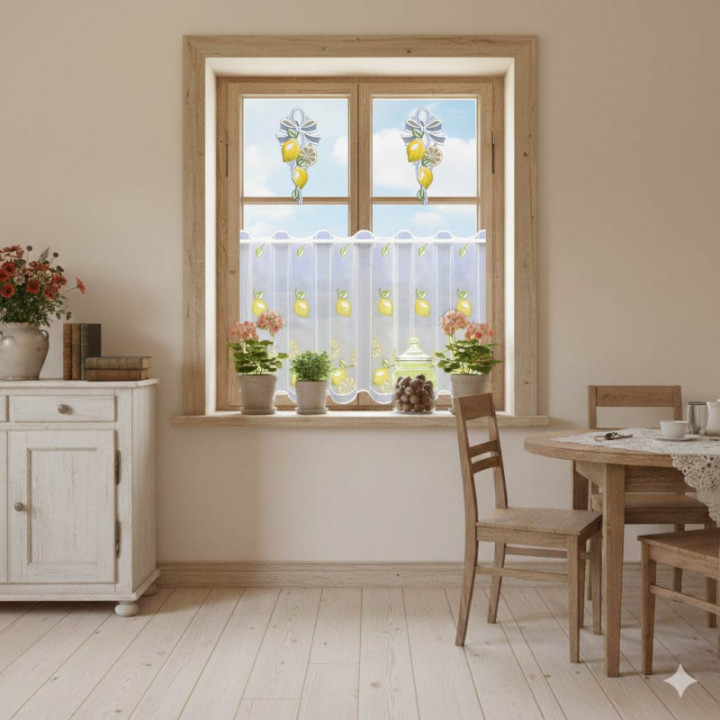 Scheibengardine Zitronen - Vogtländische Spitze - Design-Drechsler
