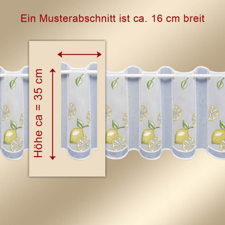 Scheibengardine Zitronen - Vogtländische Spitze - Design-Drechsler