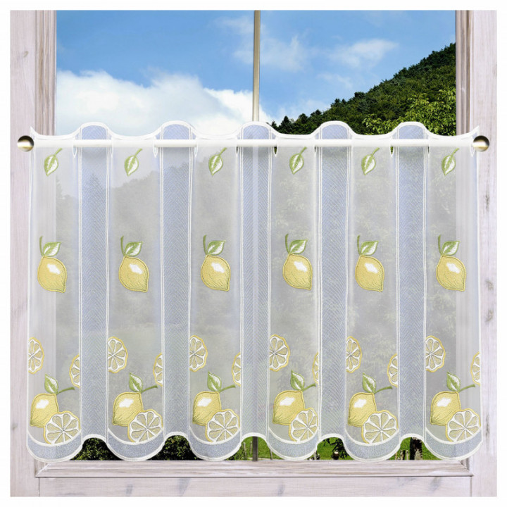 Scheibengardine Zitronen - Vogtländische Spitze - Design-Drechsler