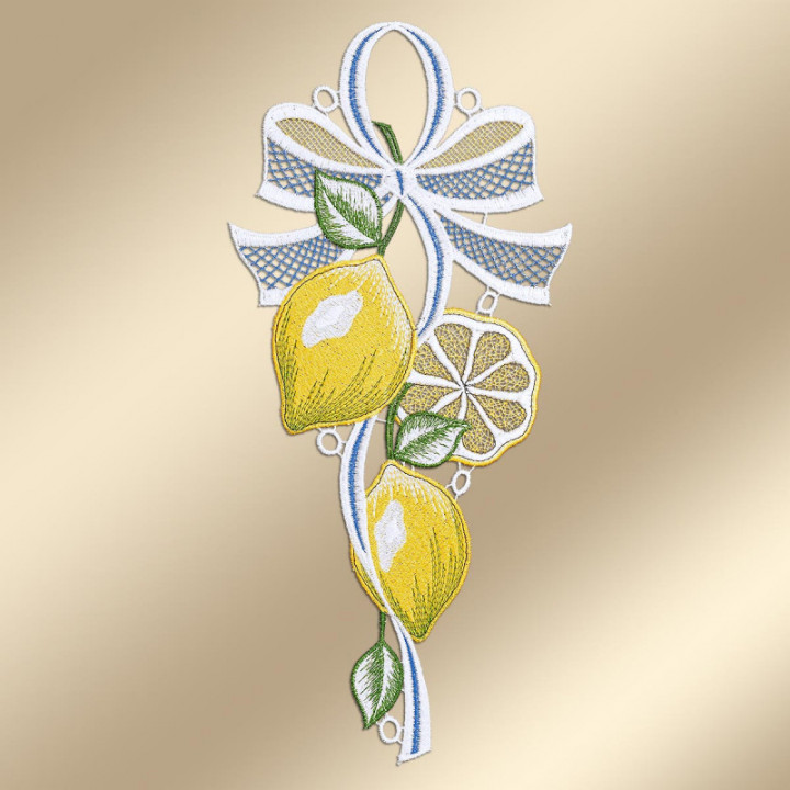 Fensterbild Zitrone - Plauener Spitze - Design-Studio-Drechsler