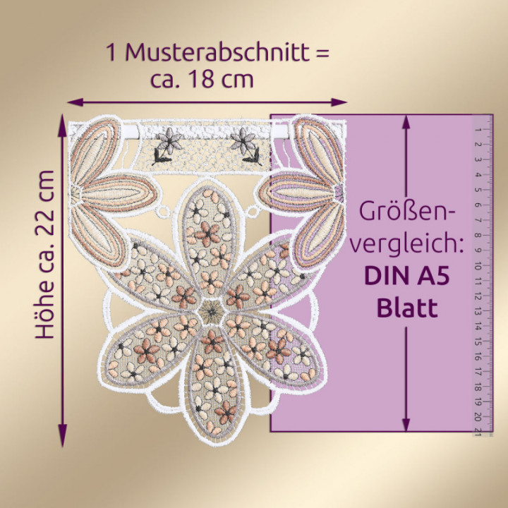 Feenhaus-Scheibengardine Blütenzauber - Vogtländische Spitze