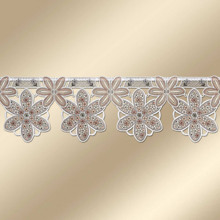 Feenhaus-Scheibengardine Blütenzauber - Vogtländische Spitze