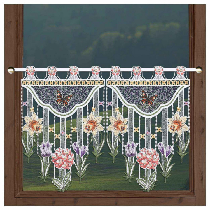 Scheibenhänger Frühlingswiese Echte Plauener Spitze mit Blumen