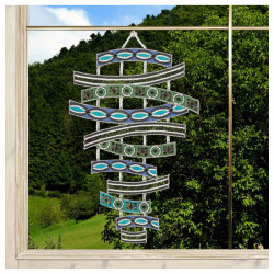 Fensterbild Tamaya Plauener Spitze blau-grün