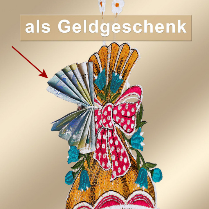 Geschenk-Anhänger Zuckertüte mit Eule Schulanfang Plauener Spitze